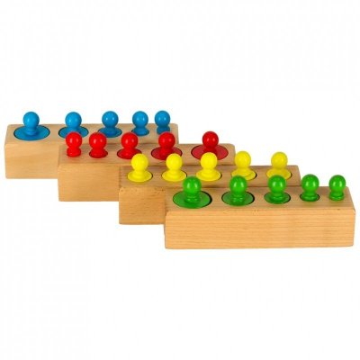 Odważniki cylindry drewniane montessori kolorowe