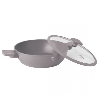 PŁASKI GARNEK TYTANOWY Z POKRYWĄ 30cm BERLINGER HAUS BH-8099 TAUPE
