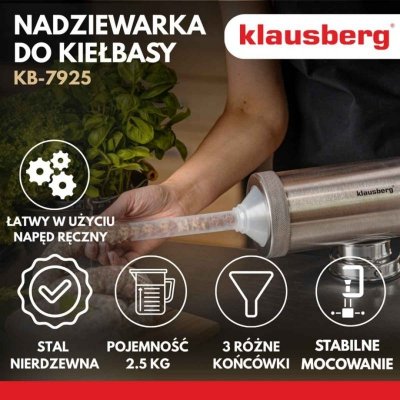 RĘCZNA NADZIEWARKA DO KIEŁBASY 2,5kg KLAUSBERG KB-7925