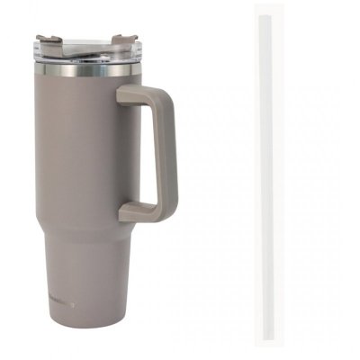 STALOWY KUBEK TERMICZNY TERMOS 1100ml Z RĄCZKĄ I SŁOMKĄ KLAUSBERG KB-7943