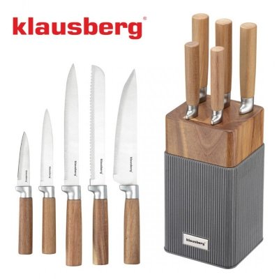 ZESTAW NOŻY W BLOKU AKACJOWYM KLAUSBERG KB-7983