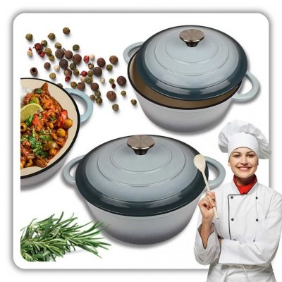 EMALIOWANY GARNEK ŻELIWNY 24cm 4L HAGE SEA SALT