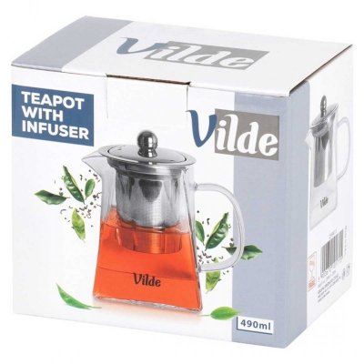 DZBANEK SZKLANY 490ml Z ZAPARZACZEM DO HERBATY ZIÓŁ 259411