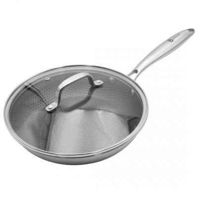 PATELNIA STALOWA Z POKRYWKĄ 30cm POWŁOKA PLASTER MIODU 5557