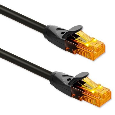 Kabel patchcord UTP | kat.6 | 2 x RJ-45 | High speed 1Gb/s | Pozłacane styki | 10m | Czarny