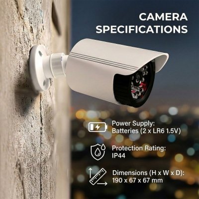 Atrapa kamery tubowej, diody IR LED, IR1800 W biała, 2xAA, ABS