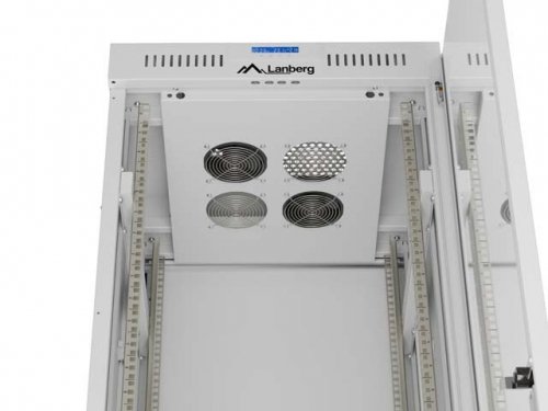 Szafa instalacyjna rack stojąca 19" 42U 600x600 szara drzwi     przeszklone  LCD (Flat pack)