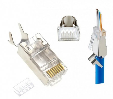 Wtyk modułowy przelotowy ekranowany CAT7 15u złocony CAT7 15u złocony, 50 szt. w opakowaniu