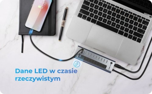 HUB IB-HUB1450-C31 10 x USB TYPE-C Gen 2 z zasilaczem