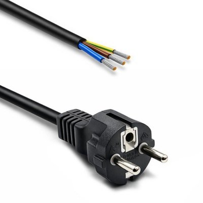 Kabel zasilający SCHUKO CEE 7/7 (E/F) | miedź Cu | odizolowany lutowany | 3x1.0mm2 | 1.8m