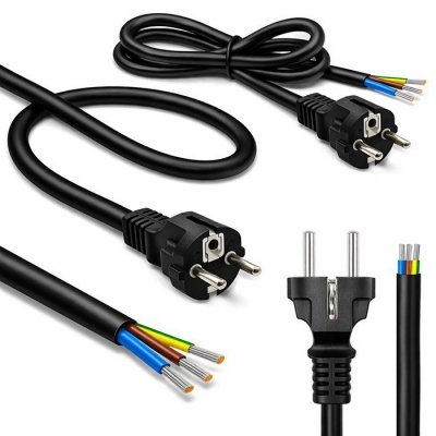 Kabel zasilający SCHUKO CEE 7/7 (E/F) | miedź Cu | odizolowany lutowany | 3x1.0mm2 | 1.8m
