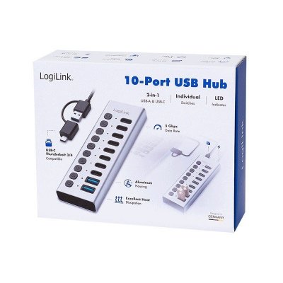 Hub USB3.2 10-portow USB-A/C, funkcja on/off