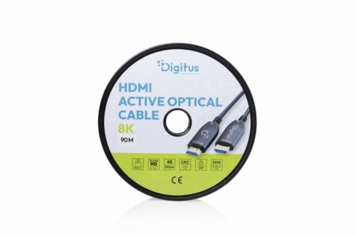 Kabel połączeniowy hybrydowy HDMI AOC | HDMI-A męski-męski | HDMI 2.1 | UHD-2 8K@60Hz | 48Gbps |HDR, eARC, HDCP 2.2, CEC | 90m