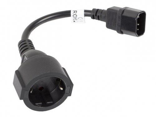 Lanberg Przedłużacz kabla zasilającego IEC 320 C14 - Schuko 20cm czarny