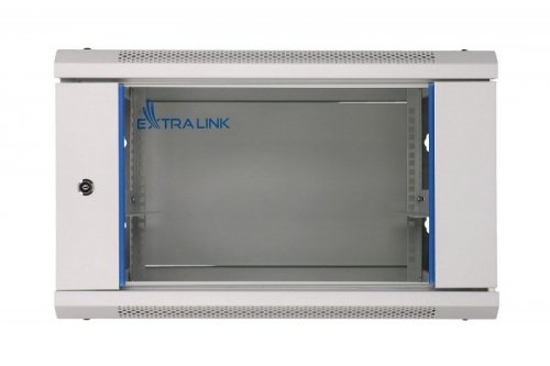 Extralink Szafka wisząca rack 6U 600x450 szara szklane drzwi