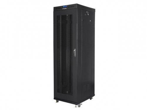 Lanberg Szafa instalacyjna rack stojąca 19 42U 600x800 czarna, drzwi perforowane lcd (flat pack)