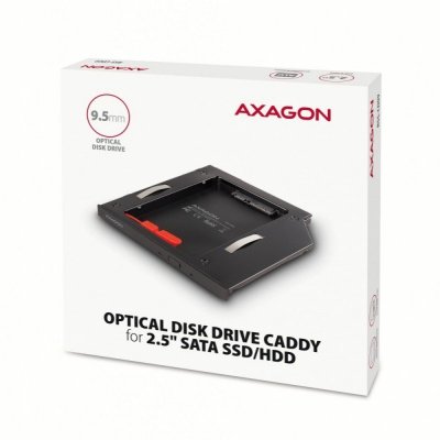 AXAGON RSS-CD09 Ramka na 2,5&quot; SSD-HDD do gniazda DVD, 9.5mm LED aluminium
