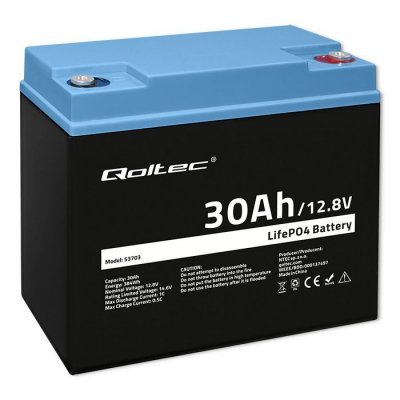 Qoltec Akumulator LiFePO4 Litowo-Żelazowo-Fosforanowy | 12.8V | 30Ah |  384Wh | BMS