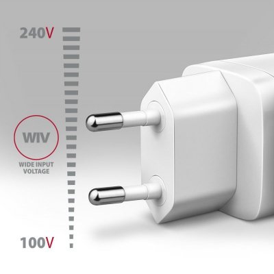 AXAGON ACU-DPQ65W Ładowarka sieciowa GaN 65W, 3x port (USB-A + dual USB-C) PD3.0/QC4+/PPS/Apple, biała