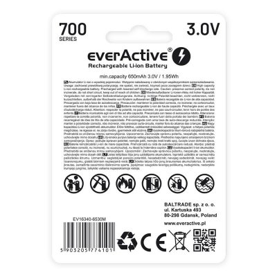 everActive Akumulator 16340 3V Li-ion 700 mAh micro USB