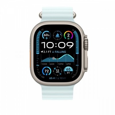 Apple Przedłużka do paska Ocean w kolorze mroźnego błękitu do koperty 49 mm - elementy z tytanu w kolorze naturalnym