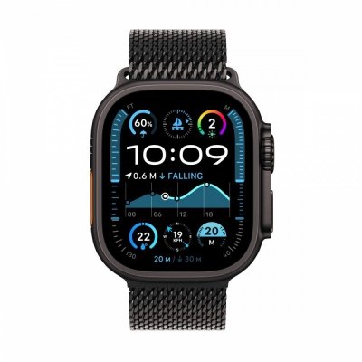 Apple Watch Ultra 2 GPS + Cellular, koperta 49 mm z tytanu w kolorze czarnym z bransoletą mediolańską S z tytanu w kolorze czarn