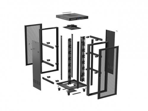 Lanberg Szafa instalacyjna rack stojąca 19 cali 47U 800x800 drzwi perforowane LCD czarna (Flat pack)