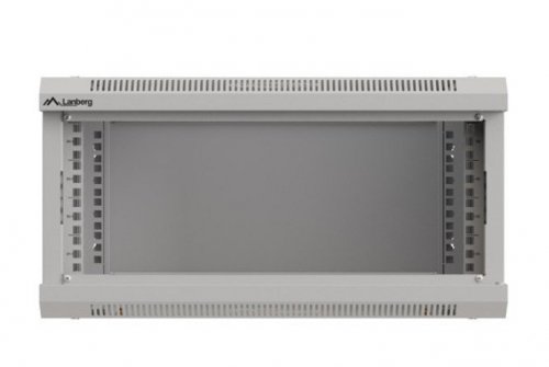 Lanberg Szafa instalacyjna rack wisząca 19" 4U 540x350 szara drzwi przeszklone (flat pack)