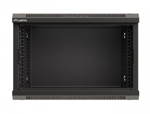 Lanberg Szafa instalacyjna rack wisząca 19" 6U 540x350 czarna drzwi  przeszklone ( flat pack)