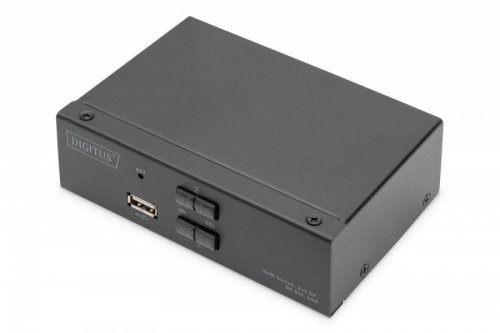 Digitus Przełącznik KVM, 2 portowy, 4K 60Hz, 2xDisplayPort IN, 1xDisplayPort OUT, 2xUSB, 2xAudio IN&OUT