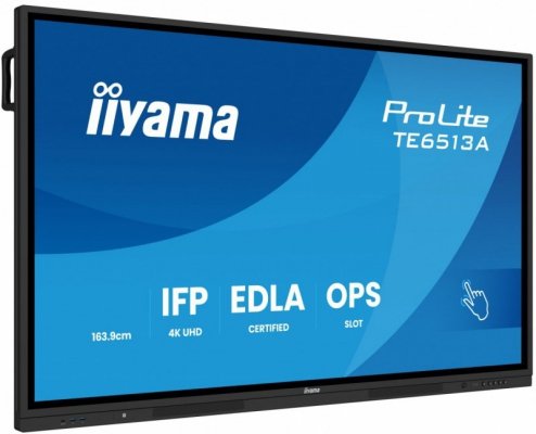IIYAMA Monitor 65 cali TE6513A-B1AG INFRARED,40pkt,IPS,4K,7H,450cd/m2,      WiFi,USB, ANDROID 14, Google EDLA,2x20W, UCHWYT CIEN