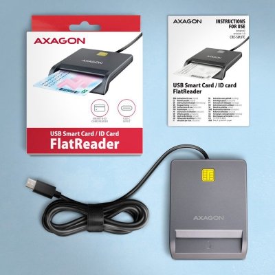 AXAGON CRE-SM3TC Czytnik kart identyfikacyjnych USB-C, 1.2m kabel
