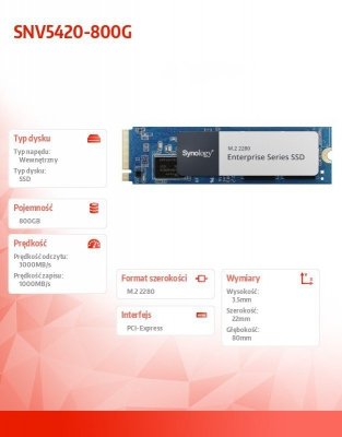 Synology Dysk SSD SNV5420-800G 800GB M2 NVMe 2280