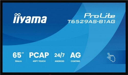IIYAMA Monitor 65 cali T6529AS-B1AG VA,4K,HDMIx2,USB-C,RJ45,2x10W,WiFi,     Android 14, Signal FailOver, Whiteboard, iiSignage2 