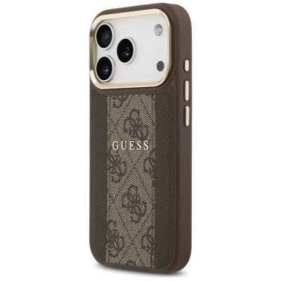 GUESS futerał do IPHONE 17 Pro kompatybilny z MagSafe GUHMP17LPG4SEMCW (PU W/ 4G Stripe) brązowy