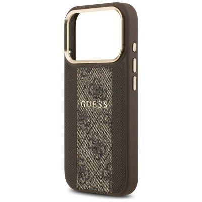 GUESS futerał do IPHONE 17 Pro kompatybilny z MagSafe GUHMP17LPG4SEMCW (PU W/ 4G Stripe) brązowy