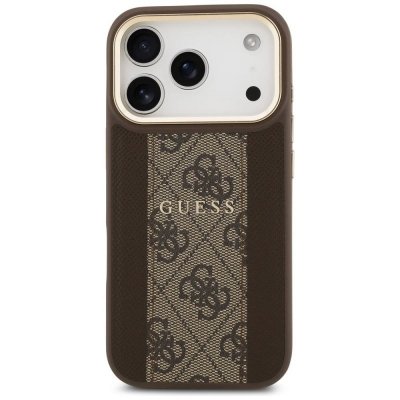 GUESS futerał do IPHONE 17 Pro kompatybilny z MagSafe GUHMP17LPG4SEMCW (PU W/ 4G Stripe) brązowy