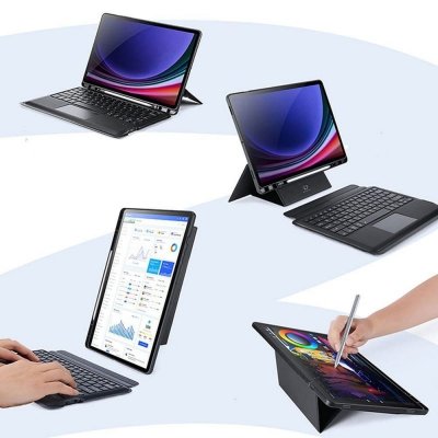 DUX DUCIS etui DK składane z podświetlaną klawiaturą bezprzewodową do SAMSUNG Tab S10 Plus/S9 Plus/S9 FE Plus czarne