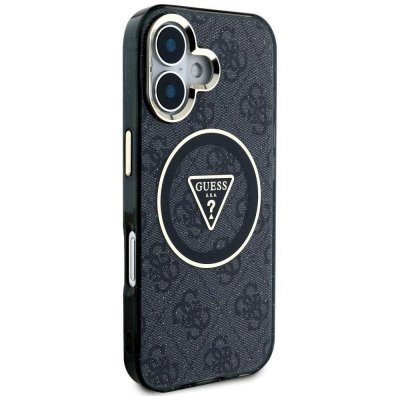 GUESS futerał do IPHONE 16 kompatybilny z MagSafe GUHMP16SHG4PRTGK (IML Metal Glitter 4G Circle Triangle) czarny