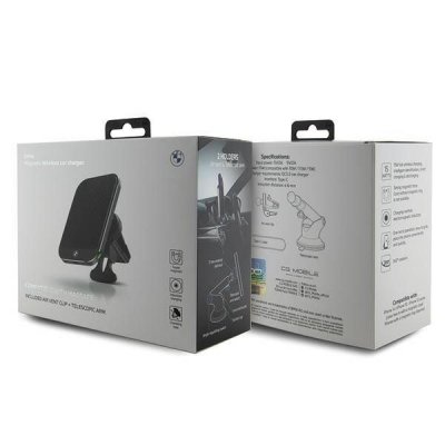 Uchwyt na telefon do samochodu indukcyjny BMW zgodny z MagSafe 15W do szyby / kratki Signature Edition BMMWCCDTPK czarny