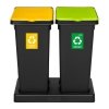 Kosz FLAP BIN 53L czarny / pokrywa zielona / szkło 