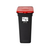 Kosz FLAP BIN 20L czarny / pokrywa czerwona / zużyte środki ochrony 