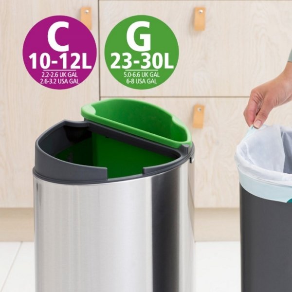 Kosz TOUCH BIN 10L + 23L Matt Steel FPP