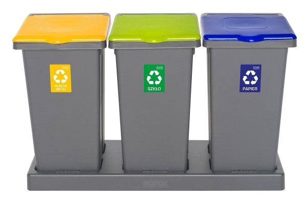 Kosz FLAP BIN 75L szary / pokrywa żółta / plastik metal 