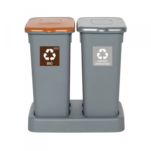 Kosz FLAP BIN 20L szary / pokrywa srebrna / zmieszane 