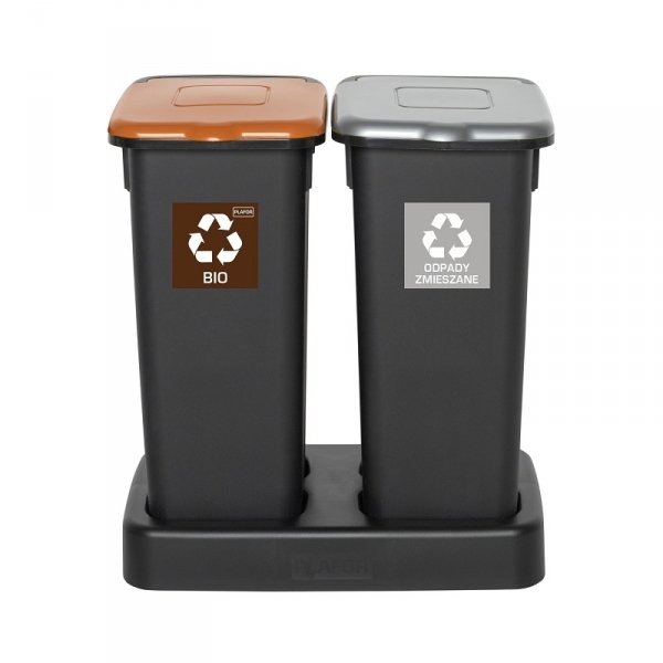 Kosz FLAP BIN 20L czarny / pokrywa brązowa / bio 