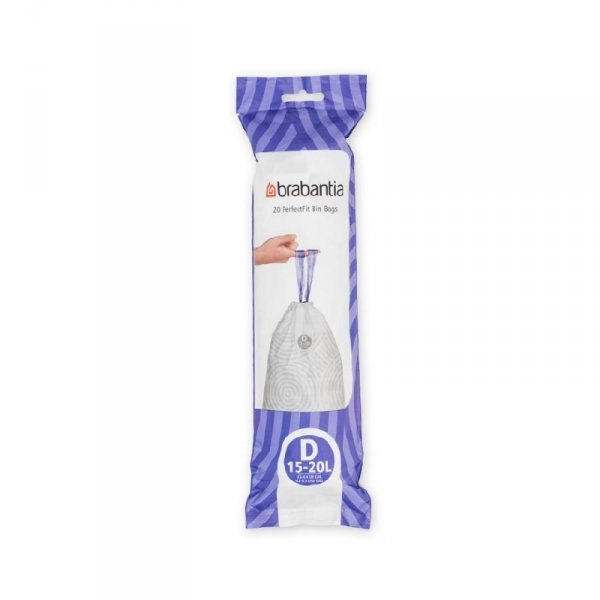 PerfectFit Bags - Worki na śmieci białe : rozmiar &quot;D&quot; 15l (20szt)