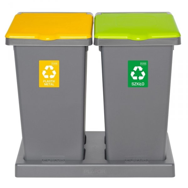 Kosz FLAP BIN 75L szary / pokrywa żółta / plastik metal 