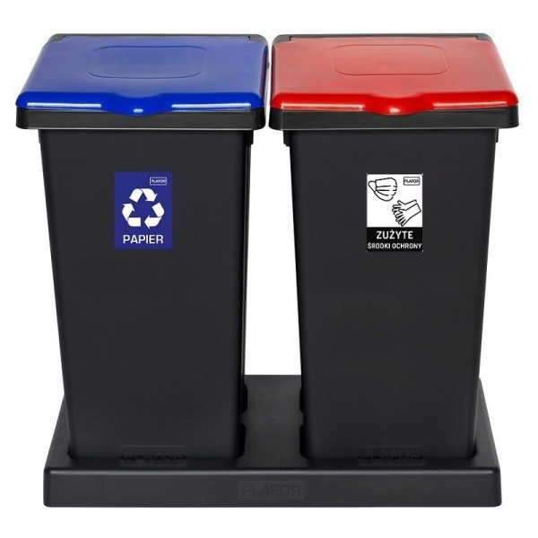 Kosz FLAP BIN 75L czarny / pokrywa czerwona / zużyte środki ochrony 