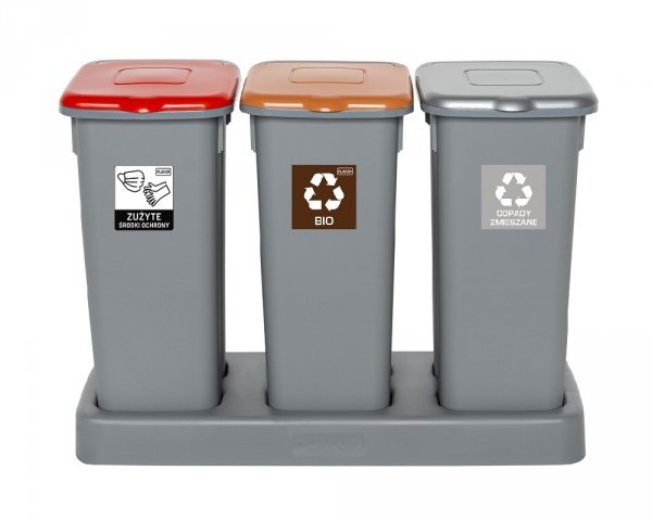 Kosz FLAP BIN 20L szary / pokrywa srebrna / zmieszane 